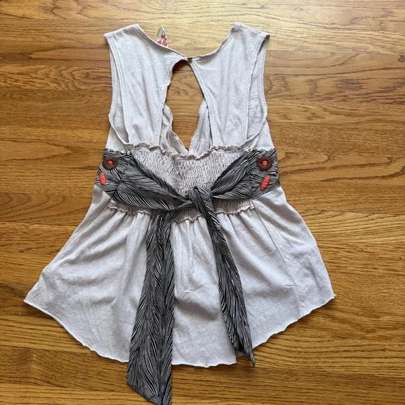 Free People Y2K boho free spirit festival low cut tank top S - Picture 4 of 10
